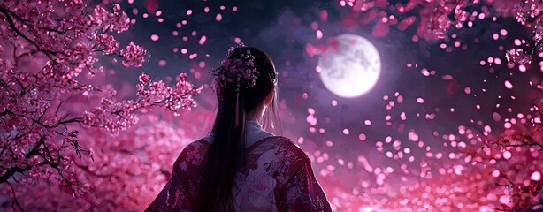 Man in samurai costume Woman in kimono Sakura Japanese Samurai and kimono under Sakura Traditional Japanese elegance Warrior and grace in bloom Sakura scene with Samurai and Kimono