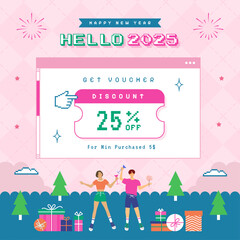 New year cute retro vintage design abstract geometric illustration