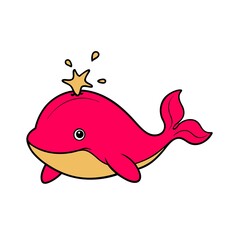 A cute whale outline with a single star-shaped splash above its blowhole.
