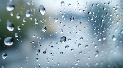 Raindrops Adorn A Glass Surface Creating A Mesmerizing View