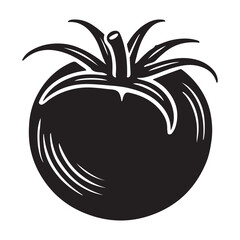 Tomato Silhouette Vector Illustration, Solid White Background.