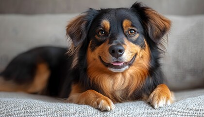 Happy black  Dog Close-Up Portrait