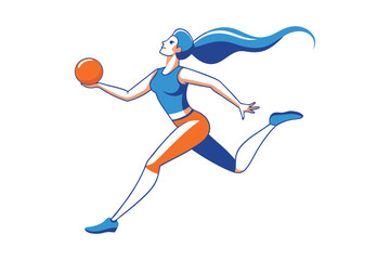 Obraz premium Dynamic Female Athlete Running with Ball - Vector Illustration for Sports and Fitness Designs