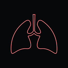 Lungs icon logo red line art .