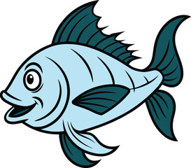 Fototapeta premium vector line art monster fish 