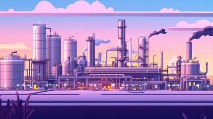 Obraz premium Engineers Collaborating at Petroleum Plant Operation