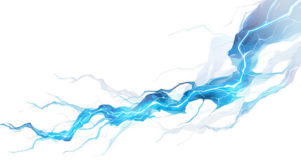 Fototapeta premium A stylized depiction of blue lightning on a white background, emphasizing energy and movement.