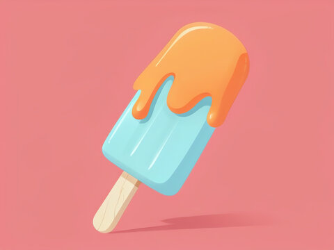 Ice cream popsicle with melting glaze, paleta, heladodepalo, picole, ghiacciolo, ice cream stick