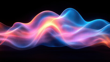 Fototapeta premium Colorful smoke swirls gracefully against black background, creating mesmerizing visual effect. vibrant hues of pink, blue, and orange blend seamlessly, evoking sense of fluidity and motion