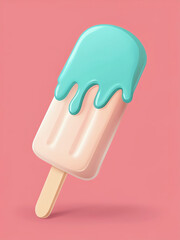 Ice cream popsicle with melting glaze, paleta, heladodepalo, picole, ghiacciolo, ice cream stick