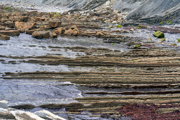 Famous flysch rocks of the Atlantic in Basque country, Spain