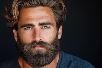 Bearded man showcasing global hair trends in a modern portrait captured with artistic flair