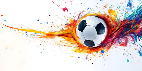 Abstract Soccer Ball in a vibrant explosion of colors