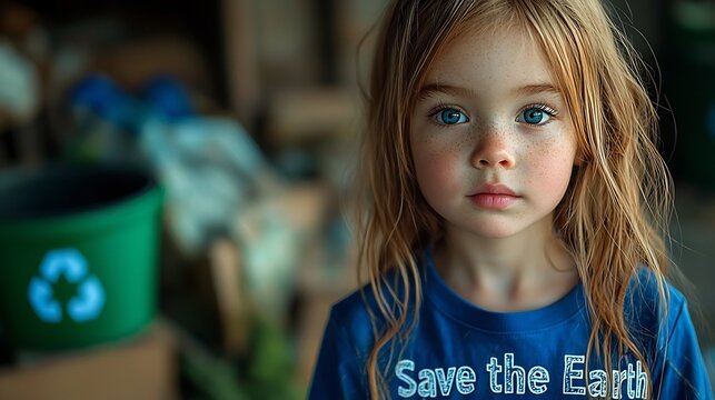 Eco Conscious Child Promoting Environmental Protection Through Sustainable Fashion and Recycling - Powered by Adobe