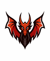 Winged Dragon Head Silhouette Logo: Mascot Vector Icon Design.
