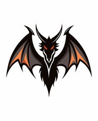 Winged Dragon Head Silhouette Logo: Mascot Vector Icon Design.