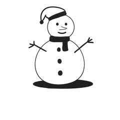 Hand drawn black  and white Snowman Icon