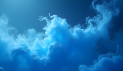 Fototapeta premium Blue fog or smoke. Blue smog clouds rising from bottom to top on floor, isolated transparent special effect.