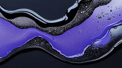 Fototapete Rund Abstract purple and black liquid swirls with glitter. © loxia stock image
