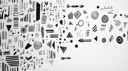 Abstract doodle set with arrows, data icons, and creative symbols for infographics