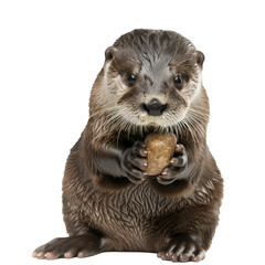 A playful otter, isolated in white, white background