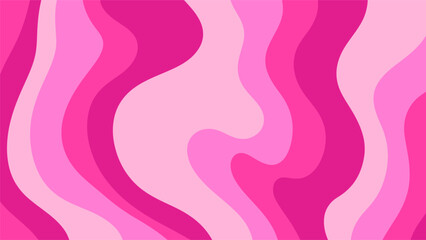 Pink Wavy Abstract Background, Trendy Psychedelic Retro Style Design. 