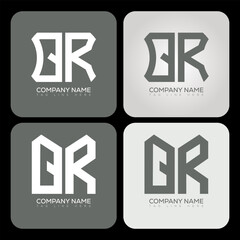 QR polygon, hexagon, flat and simple letter logo set in one artboard. QR minimalist and classic logo.