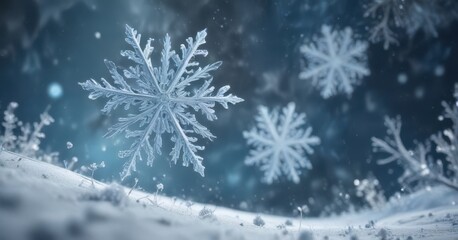 Abstract swirling snowflakes, soft blue hues, icy texture, winter scene, winter wonderland, abstract winter