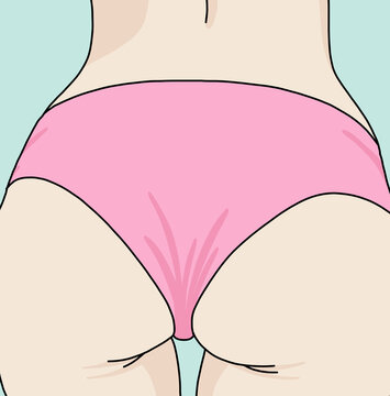 Illustration of a Woman in Pink Underwear Close-Up