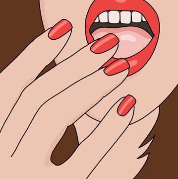 Illustration of a Close-Up of Red Manicure
