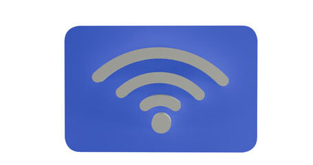 wi-fi icon on square internet button, wireless technology, isolated on a transparent background, wi-fi available, cyber space cyber security concept. Network available sign for hotels, cafe. 3D render