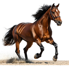 Majestic Brown Horse Portrait on White Background