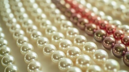 An elegant arrangement of white and colored luxury jewellery pearls lustrous beauty