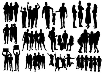 silhouettes of groups of people