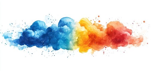 Obraz premium A vibrant display of colorful smoke or paint swirls, blending blue, yellow, and red hues in an artistic and dynamic way.