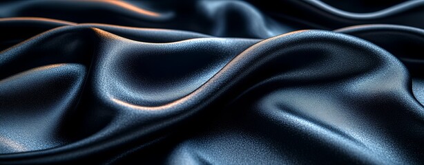 Obraz premium Smooth Black Satin Fabric with Sharp Light Contrasts