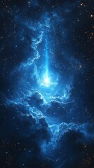 Fototapeta premium Vibrant Blue Light Piercing Through Cosmic Clouds