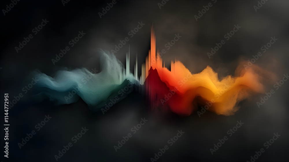 Poster captivating digital artwork showcasing the vibrant frequency spectrum and intricate waveform pattern