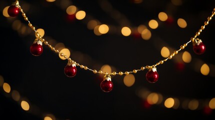 garlands and ornaments with copy space