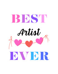 Best Ever Text Design with Heart Garland - Appreciation Typography Art