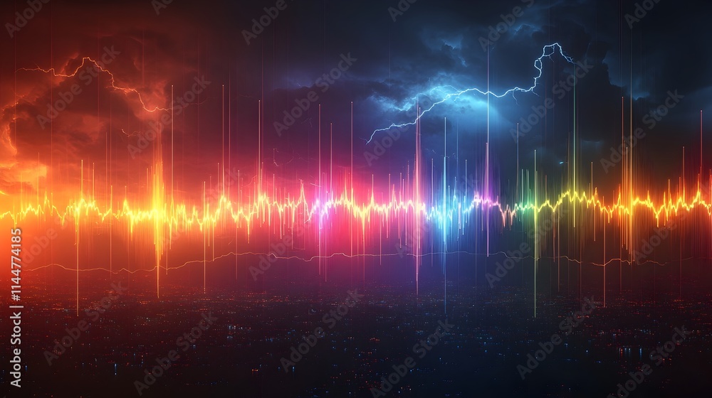 Poster spectral analysis of thunderstorm lightning discharges in ethereal digital visualization a dynamic d
