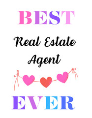 Best Ever Text Design with Heart Garland - Appreciation Typography Art