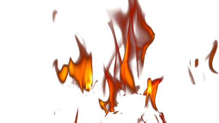 Fire flames burning with red hot sparks on transparent background and texture effects