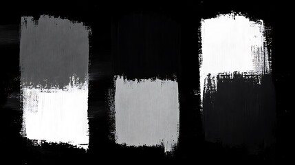 Abstract grayscale paint strokes on black background