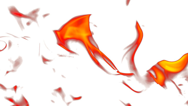 Fire flames burning with red hot sparks on transparent background and texture effects