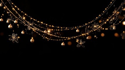 garlands and ornaments with copy space