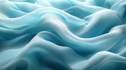 Fototapeta premium Soft Turquoise Fabric Waves in Gentle Undercurrents