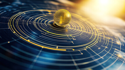 Fototapeta premium Earth axis diagram illustration showing the tilt of the Earth's rotational axis relative to its orbital plane, explaining the cause of seasonal changes and the distribution of sunlight. 