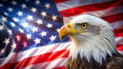 Naklejka premium The American Independence Day flag has a patriotic background with a bald eagle 