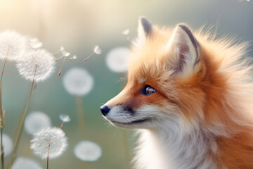 Obraz premium Fox Wild Animal In Tranquil Peaceful Nature Nature